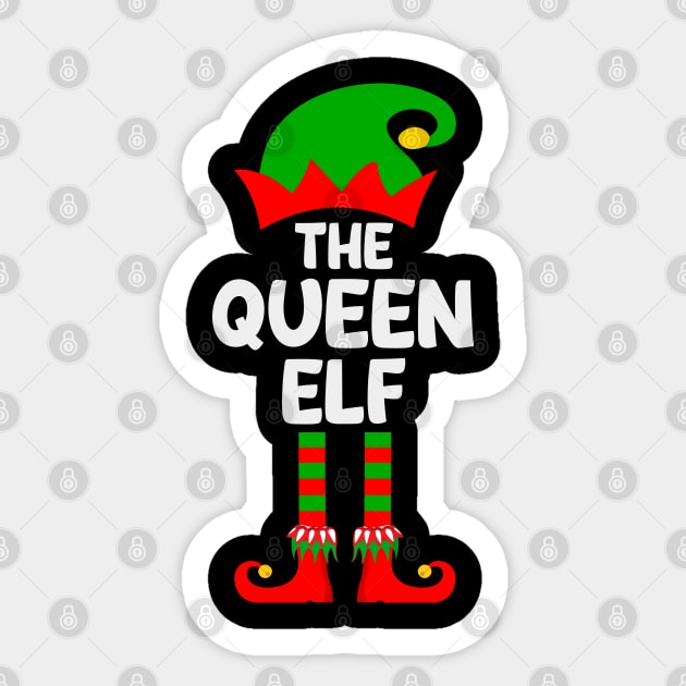 Queen Elf Matching Family Group Christmas Party Pajama Sticker by DragonTees